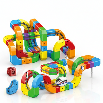 Children Magic Track Train Electric Assembled Building Blocks Magnetic Rail Car Maze Educational Toys for Kids Christmas Gifts