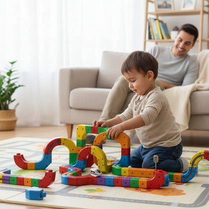 Children Magic Track Train Electric Assembled Building Blocks Magnetic Rail Car Maze Educational Toys for Kids Christmas Gifts